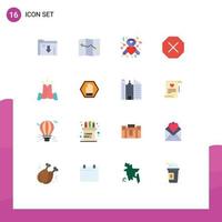 paquete de color plano de 16 símbolos universales de detener amigos corazón cinco negado paquete editable de elementos creativos de diseño de vectores