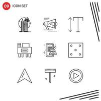 9 Thematic Vector Outlines and Editable Symbols of online school strategy education vertical Editable Vector Design Elements