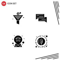 Set of 4 Vector Solid Glyphs on Grid for filter social return on investment bubbles address Editable Vector Design Elements