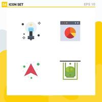 Set of 4 Modern UI Icons Symbols Signs for bulb arrow man internet up Editable Vector Design Elements