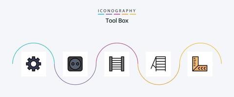 paquete de iconos de 5 planos llenos de línea de herramientas que incluye . escaleras. herramientas vector