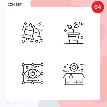 Group of 4 Filledline Flat Colors Signs and Symbols for bell design jingle spring look Editable Vector Design Elements
