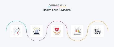 Health Care And Medical Flat 5 Icon Pack Including . wheel chair. heart care. wheel. tubes vector