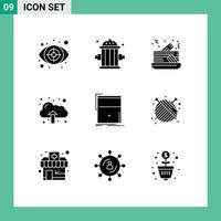 Modern Set of 9 Solid Glyphs Pictograph of web page cake marketing data Editable Vector Design Elements