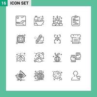 16 Universal Outline Signs Symbols of computer checklist candle paper report Editable Vector Design Elements