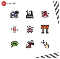 9 iconos creativos signos y símbolos modernos de agua elementos de diseño de vectores editables de cinta médica inalámbrica para el cuidado de la salud