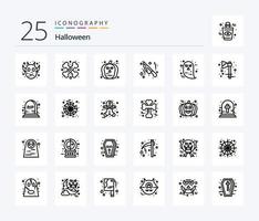 Halloween 25 Line icon pack including face. knife. sign. halloween. scary vector