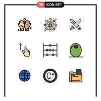 9 iconos creativos signos y símbolos modernos de gestos de esgrima manual matemático elementos de diseño vectorial editables con los dedos vector