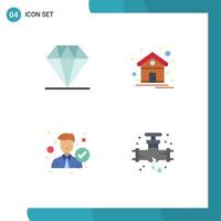 4 Universal Flat Icon Signs Symbols of care man contact house right Editable Vector Design Elements