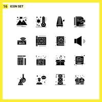 Pictogram Set of 16 Simple Solid Glyphs of presentation identity audio company sound Editable Vector Design Elements