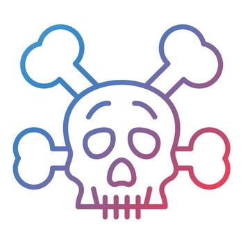 icono de gradiente de línea de cráneo vector