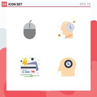 Pictogram Set of 4 Simple Flat Icons of computers credit hardware mind payment Editable Vector Design Elements