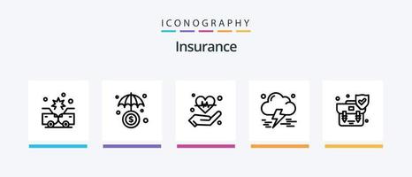 Insurance Line 5 Icon Pack Including protection. world. business. policy. insurance. Creative Icons Design vector