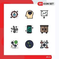 Universal Icon Symbols Group of 9 Modern Filledline Flat Colors of app education business cut presentation Editable Vector Design Elements