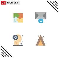 paquete de iconos planos de 4 símbolos universales de puzzle mind sport mensaje solución elementos de diseño vectorial editables vector