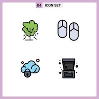 4 iconos creativos signos y símbolos modernos de datos de árboles naturaleza protección de vacaciones elementos de diseño vectorial editables vector