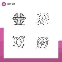 Set of 4 Commercial Filledline Flat Colors pack for design balloons set celebrate decoration Editable Vector Design Elements