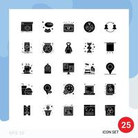 conjunto de 25 iconos de interfaz de usuario modernos símbolos signos para transferir calendario de empleados avatar alimentos elementos de diseño vectorial editables vector