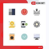 Flat Color Pack of 9 Universal Symbols of energy shipping online device check Editable Vector Design Elements