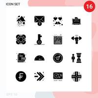 16 Universal Solid Glyphs Set for Web and Mobile Applications web resume heart online business Editable Vector Design Elements