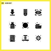 9 Thematic Vector Solid Glyphs and Editable Symbols of crypto coin alternative currency private omni medication Editable Vector Design Elements