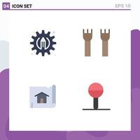 Modern Set of 4 Flat Icons Pictograph of creative construction castle fortress house Editable Vector Design Elements