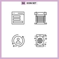 Pack of 4 creative Filledline Flat Colors of communication digital user cooling remarketing Editable Vector Design Elements