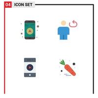 Group of 4 Flat Icons Signs and Symbols for gps music avatar loop speaker Editable Vector Design Elements