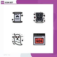 Group of 4 Modern Filledline Flat Colors Set for letter character ramadan love ghost Editable Vector Design Elements