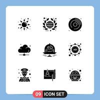 9 Solid Glyph concept for Websites Mobile and Apps cake server cd network cloud Editable Vector Design Elements