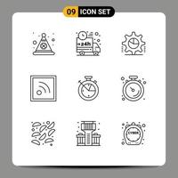 Outline Pack of 9 Universal Symbols of measure news car feed settings Editable Vector Design Elements