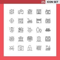 Pack of 25 Modern Lines Signs and Symbols for Web Print Media such as date split testing cafe method testing Editable Vector Design Elements