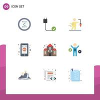 Pictogram Set of 9 Simple Flat Colors of mobile click mobile devices goal extrinsic Editable Vector Design Elements