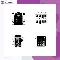 Set of Modern UI Icons Symbols Signs for cemetery mobile grave garland back to school Editable Vector Design Elements