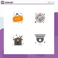 Mobile Interface Flat Icon Set of 4 Pictograms of sign eco home shop plot ecology house Editable Vector Design Elements