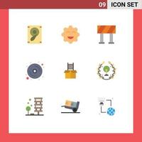 Flat Color Pack of 9 Universal Symbols of day climb computer success box Editable Vector Design Elements