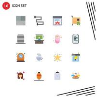 Set of 16 Modern UI Icons Symbols Signs for conference fast food card drink hardware Editable Pack of Creative Vector Design Elements