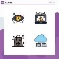 Set of 4 Modern UI Icons Symbols Signs for dollar christmas view cyber halloween Editable Vector Design Elements