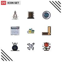 9 User Interface Filledline Flat Color Pack of modern Signs and Symbols of sound midi construction controller cd Editable Vector Design Elements