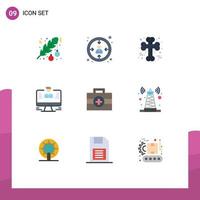 Set of 9 Modern UI Icons Symbols Signs for report computer user user halloween Editable Vector Design Elements