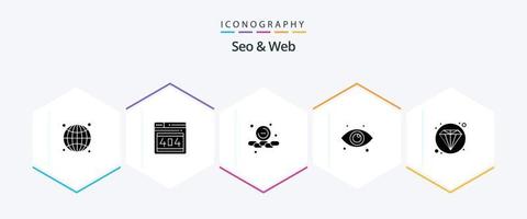 paquete de iconos de 25 glifos seo y web que incluye web. web. menos. ojos. ojo vector
