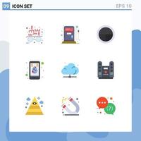 9 Thematic Vector Flat Colors and Editable Symbols of server data military cloud egg Editable Vector Design Elements