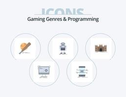 Gaming Genres And Programming Flat Icon Pack 5 Icon Design. robot. autonomous. phone. fun. ball vector