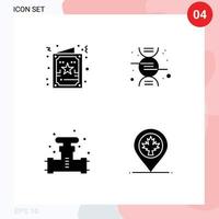 User Interface Pack of 4 Basic Solid Glyphs of card plumbing xmas science valve Editable Vector Design Elements