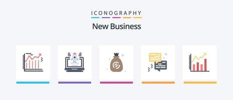 nuevo paquete de iconos de 5 planos de negocios que incluye gráfico. analítico. dólar. análisis. comunicación. diseño de iconos creativos vector