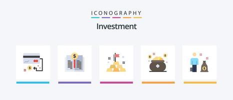 paquete de iconos planos de inversión 5 que incluye negocios. salvar. inversión. dinero. seguro. diseño de iconos creativos vector