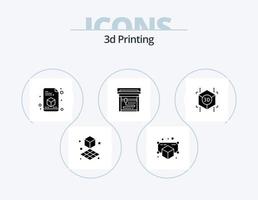 3d Printing Glyph Icon Pack 5 Icon Design. . point. cube. object. gadget vector
