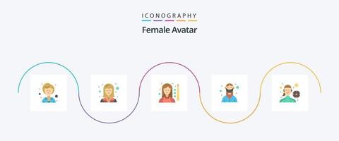 avatar femenino plano 5 paquete de iconos que incluye enfermera. máscara. billar. femenino. mujeres vector