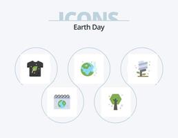 paquete de iconos planos del día de la tierra 5 diseño de iconos. termia. energía. día de la Tierra. ecología. camisa vector