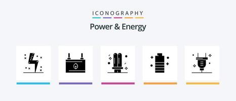 paquete de iconos de energía y glifo 5 que incluye energía. batería. electricidad. ligero. energía. diseño de iconos creativos vector